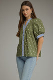 Brylee Button Puff Sleeve Top