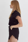 Chelsey Zip Up Romper-Black