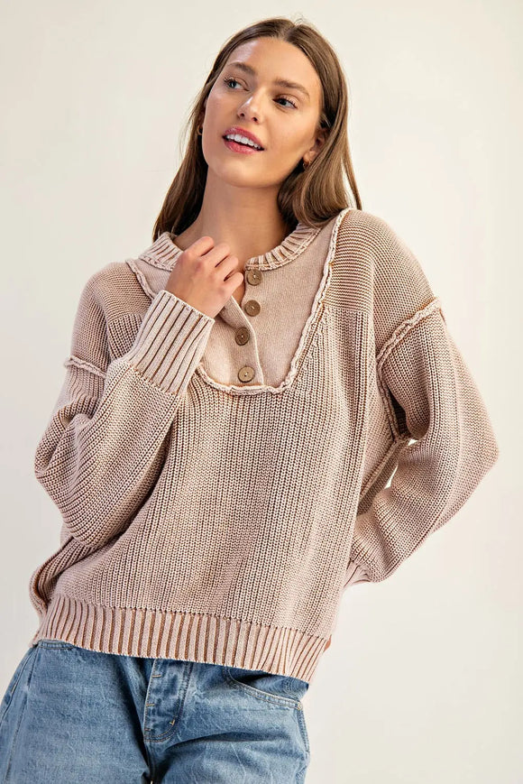 Halie Half Button Long Sleeve Pullover