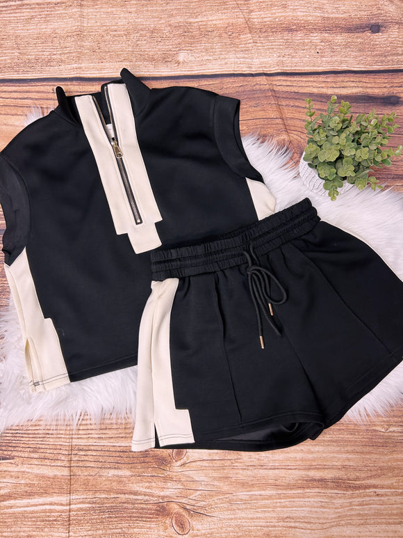Alyssa Accent Zip Short Set