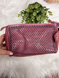 Mini Pink Leather Toiletry Bag