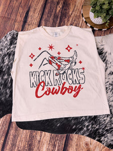 Kick Rocks Cowboy Boxy Cropped Tee