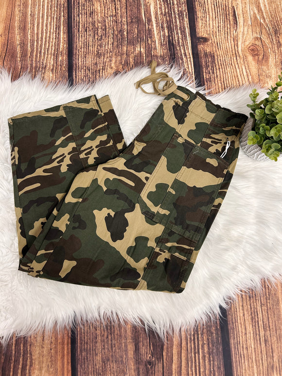Risen Camo Mid Rise Barrel Slung Pants