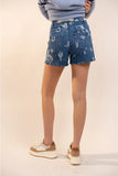 Cierra Western Print Denim Shorts
