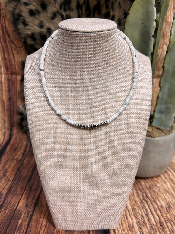 16” White Stone/Navajo Pearl Necklace