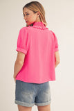 Jaycee Ruffle Detail Button Top