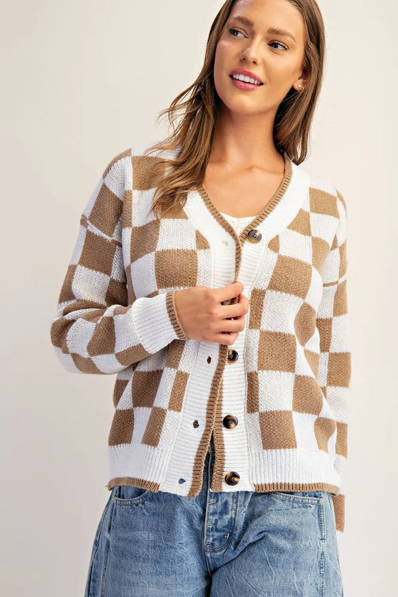 Allie Checker Print Cardigan