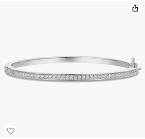 Cubic Zirconia Silver Bangle Bracelet