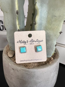 Turquoise Square Stud Earrings