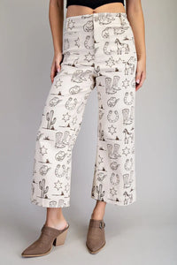 Western Straight Leg Cropped Pants