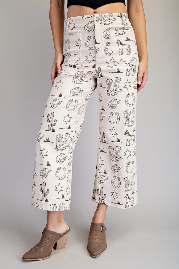 Western Straight Leg Cropped Pants