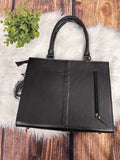 Black Leather/Cowhide Tote Bag