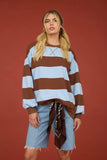 Madi Oversized Wide Stripe Crew Neck Top