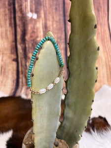Teal Stretch Pearl Bracelet