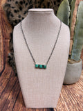 3 Stone Turquoise Bar Necklace