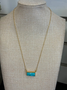 Hada Kingman  Gold Turquoise Bar Necklace