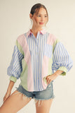 Raegan Stripe Mix-Match Button Top