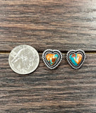9mm Heart Gemstone Stud Earrings