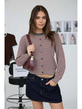 Stripe  Button Down Knit Cardigan