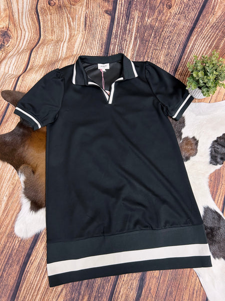 Chic Polo Mini Dress- Black  Missy's Boutique