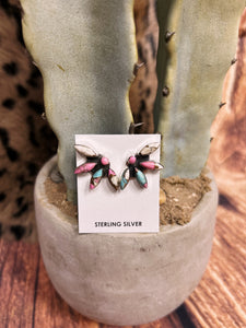Cotton Candy Half Flower Stud Earrings