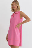 Dylan Solid Collard Dress-Pink