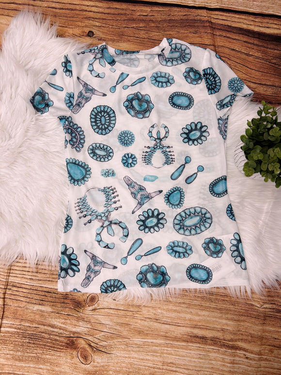 Turquoise Conch Short Sleeve Top