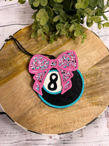 8 Ball Bow Vanilla Pineapple Margarita Car Freshie