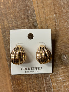 Gold Curved Textured Earrings