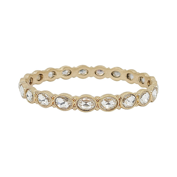 Clear Rhinestone and Gold Bangle Bracelet