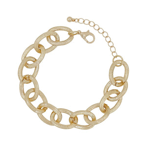 Gold Open Textured Chain 7.5" Bracelet
