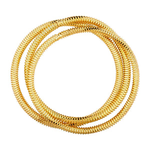 Gold Textured Set of 3 Stretch Bracelet