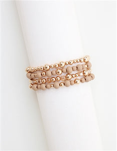 Brea Tan Wood and Gold Bracelet Set