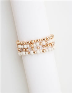 Brea Ivory Wood and Gold Bracelet Set