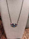 Sterling Silver Cotton Candy Half Flower Necklace