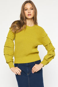 Ally Ruffle Sleeve Sweater-Dijon
