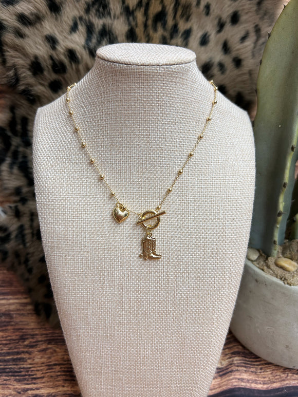 Boot/Heart Charm Necklace