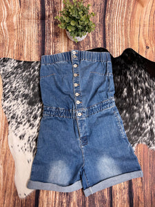 Darla Denim Strapless Romper