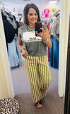 Marie Olive Striped Pants