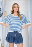 Halle Stripe Short Sleeve Sweater