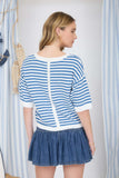 Halle Stripe Short Sleeve Sweater