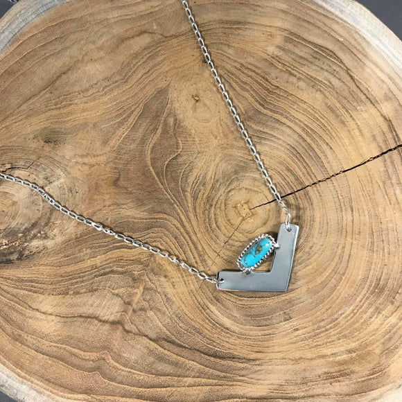 Sterling Silver Turquoise V Necklace