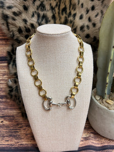 Brin Chunky Horse Bit Mixed Metal Necklace