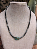 14” 5mm Navajo Pearl/Turquoise Stone Necklace