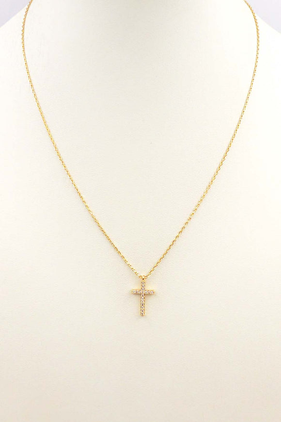 Rhinestone Gold Cross Necklace