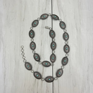 Silver Oval Turquoise Concho Belt