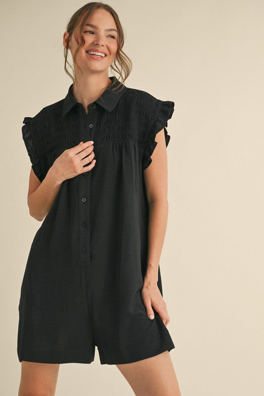 Solid Collar Jumpsuits with Pockets