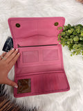 Pink Tooled Leather Wristlet Wallet
