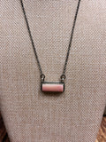 Pink Conch Sterling Silver Bar Necklace