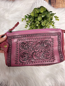 Mini Pink Leather Toiletry Bag